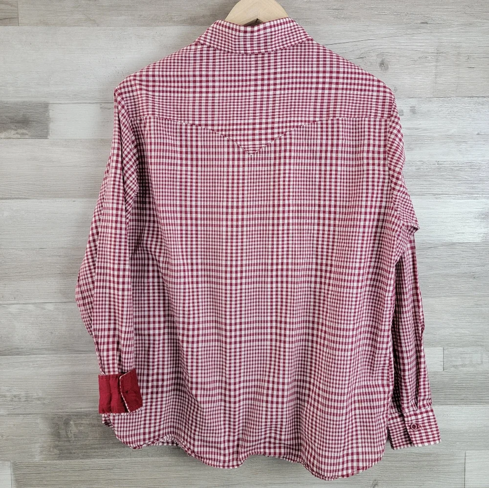 Vintage 80s Fenton Red Plaid Western Button Down Women's Shirt Size 15/16 - Picture 9 of 14